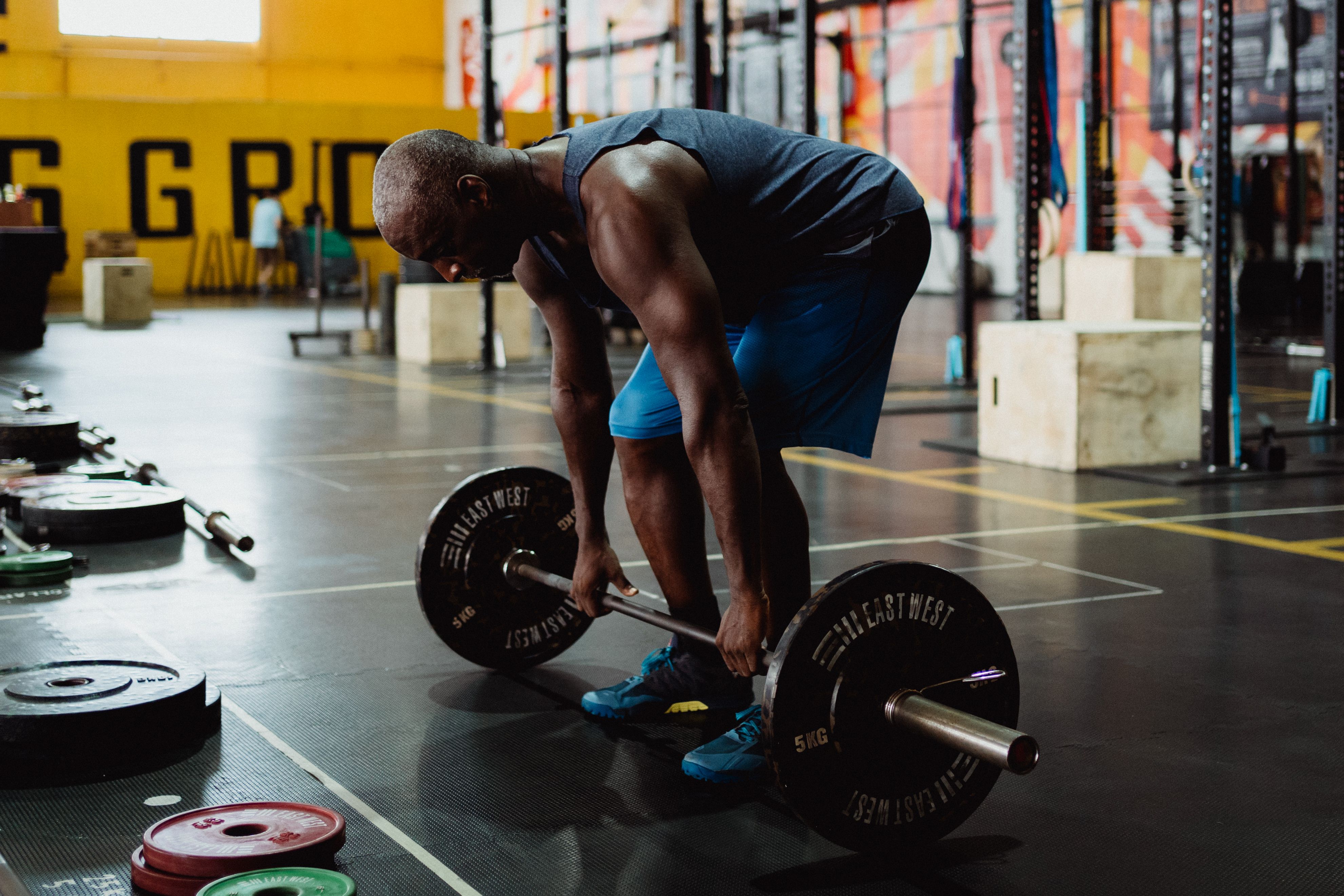 Athlete training in a gym